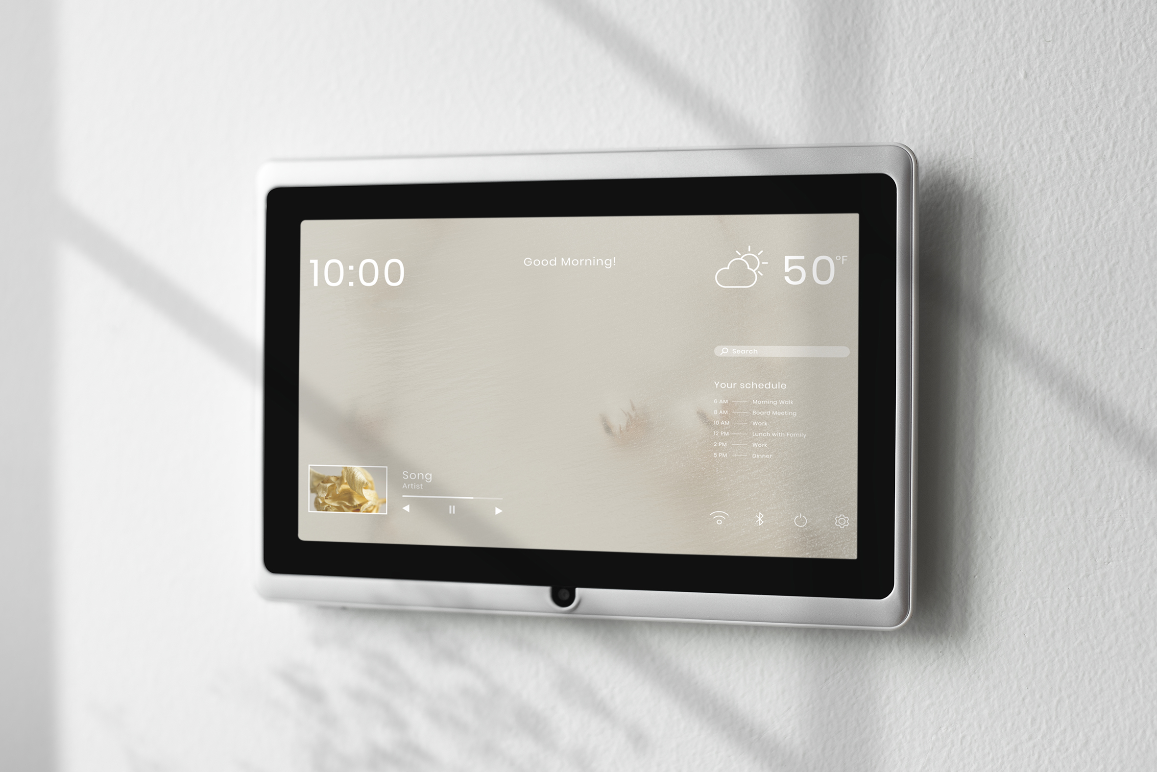 smart home screen panel monitor on a wall